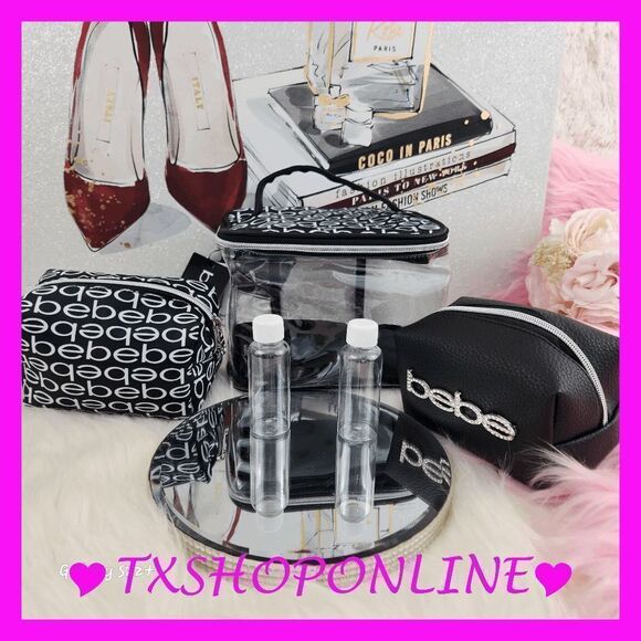 ❣️❣️3 pc Bebe Nested Train Case Makeup Travel✈️✈️ Bag Set NEW - Picture 1 of 6